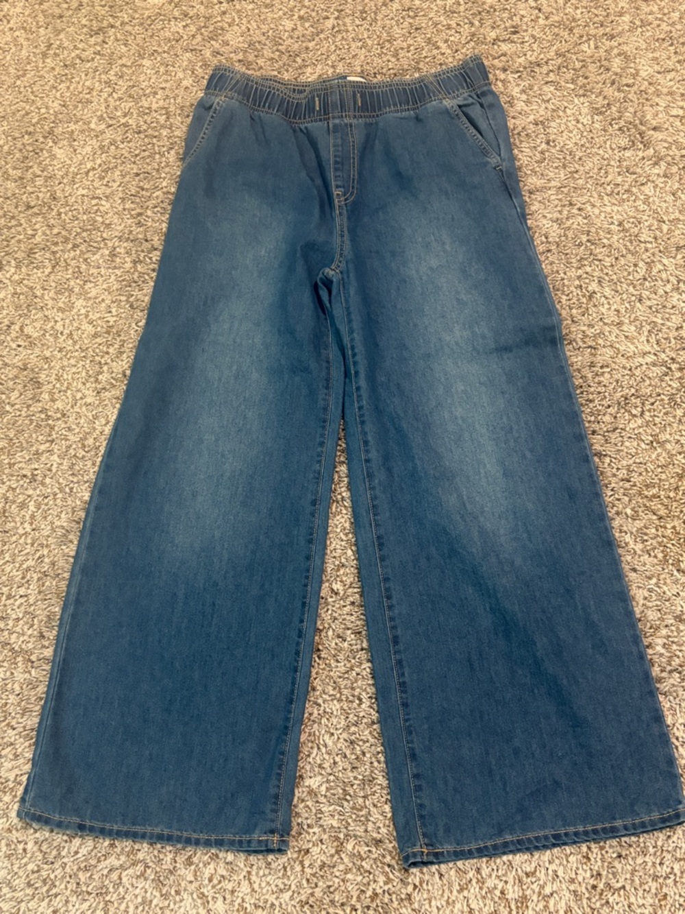 Girls Old Navy Dark Blue Wide-Leg Elastic Waist Jeans